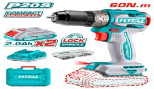 TOTAL TDLI20602 شنيور بطاريه 20 ف 2 بطاريه 60 ن بشاحن خ.ق